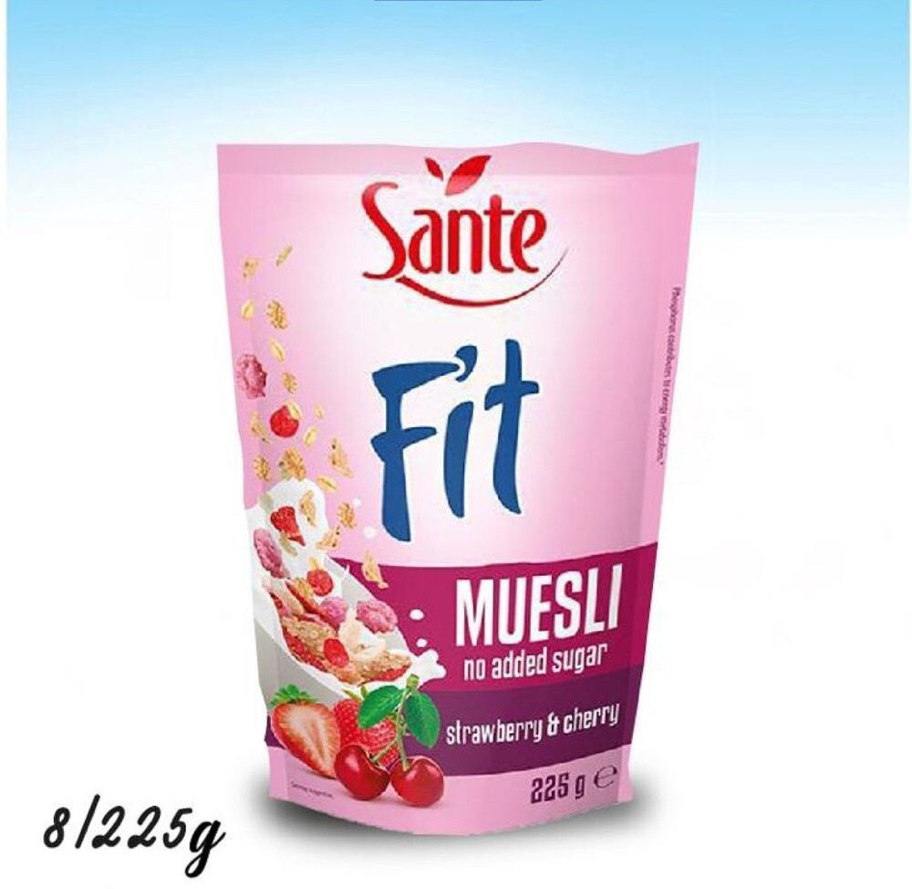 سانتي فت موسلي فراولة وكرز بدون سكر 225غم