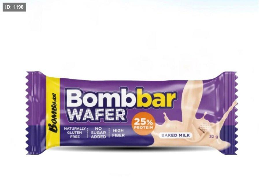 ويفر وافل مع زبدة الحليب المخبوز والمكسرات بالبروتين والالياف 25%بروتين خالي من السكر والجلوتين وزنها 32 غم