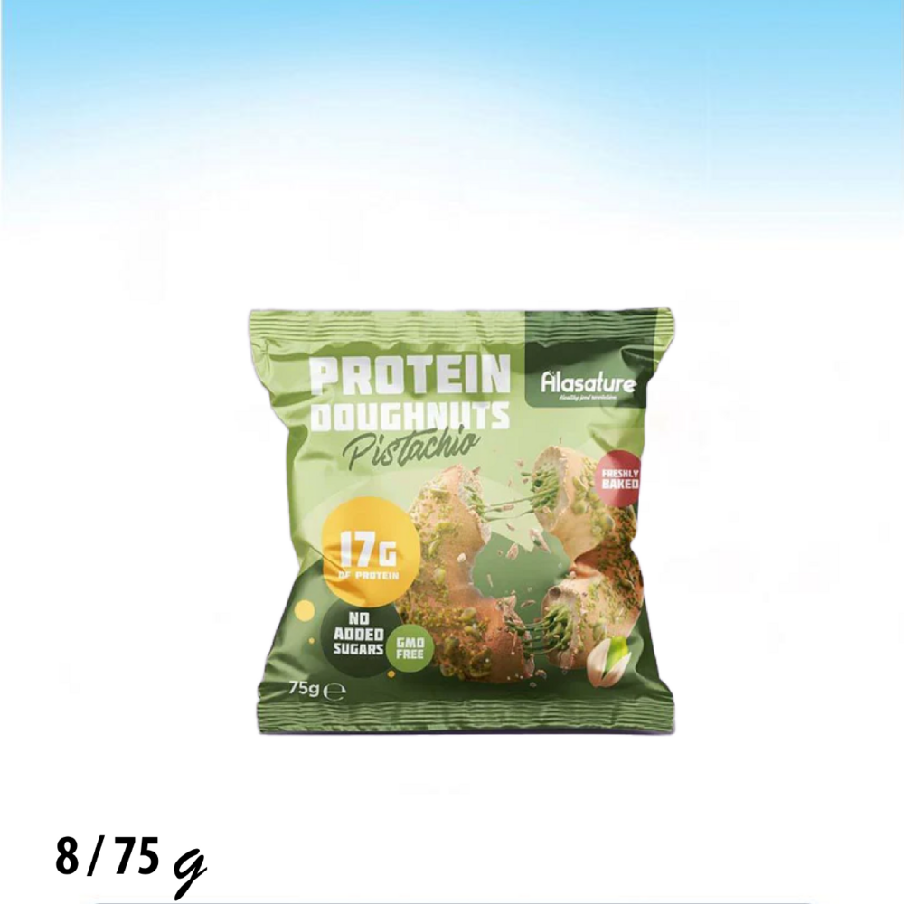 دونات بحشوة الفستق الحلبي والشوكولاتة البيضاء 17غم بروتين بدون سكر 75غم