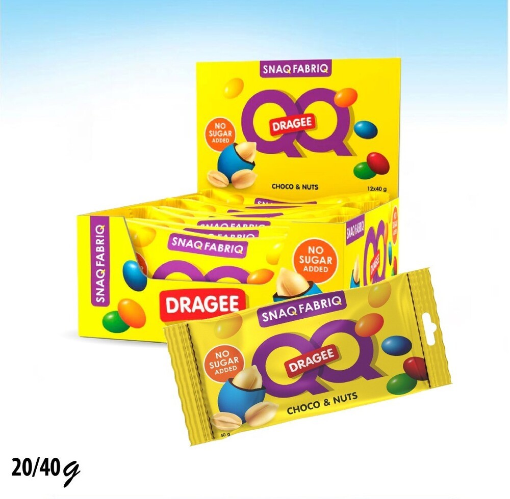 سناك فابريك دراجيه ملون بالفول السوداني بالشوكولاتة والحليب بدون سكر 40غم