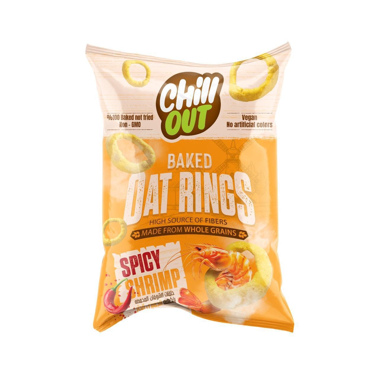 شيبس حلقات الشوفان المحمصة بنكهة الجمبري الحار  - 50 غم