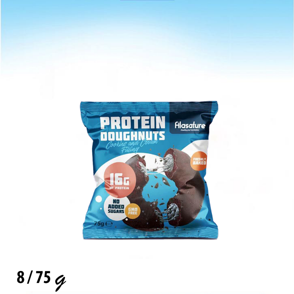 دونات بحشوة الكوكيز والكريمة 16غم بروتين بدون سكر 75غم