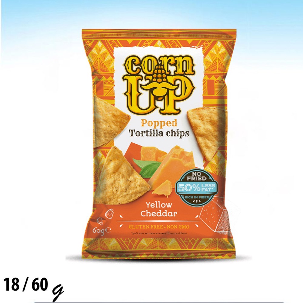 كورن أب رقائق الذرة الصفراء بنكهة جبنة الشيدر بدون جلوتين 60 غم